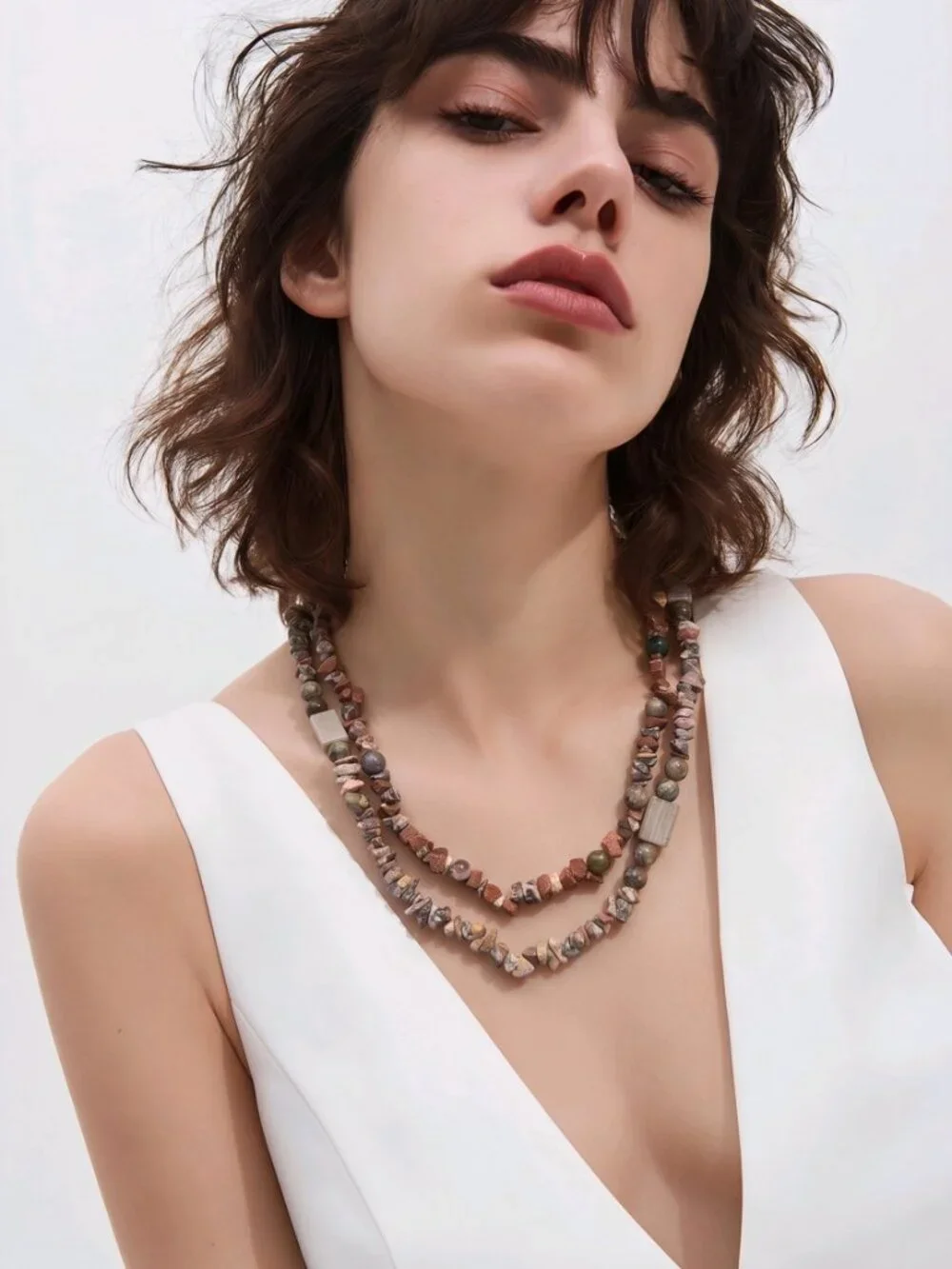 Chips and Beads Amazonite Necklace Set of 2 - New‎